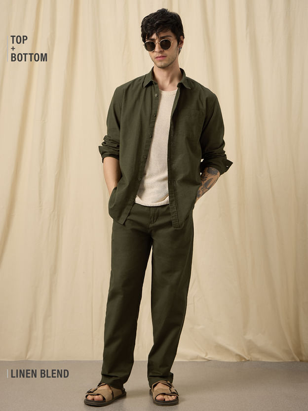 Cotton Linen Set: Olive
