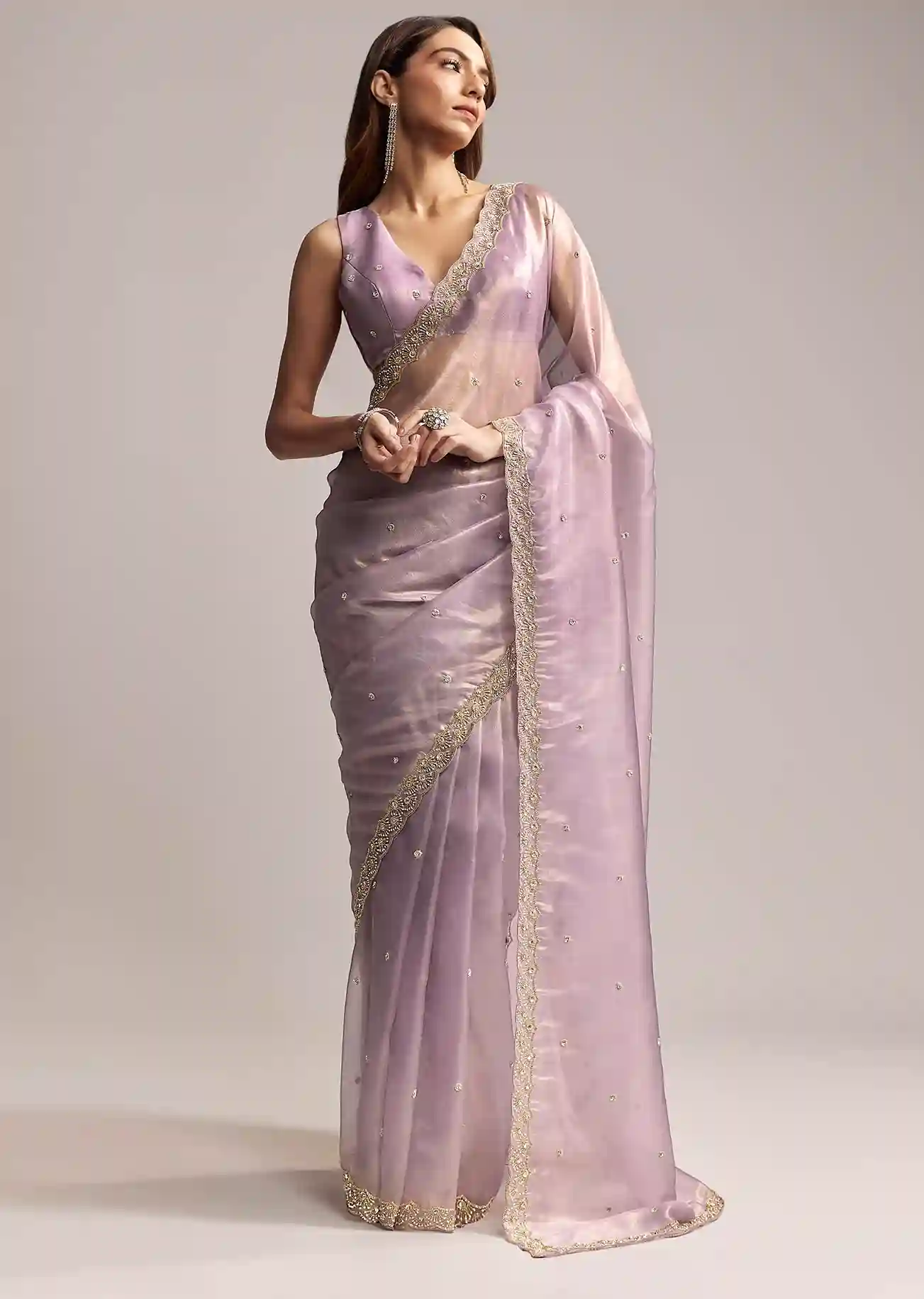 Lavender Luxe Tissue Saree with Cutdana & Butti Embroidery – Premium Trade Trend Elegance - Image 4