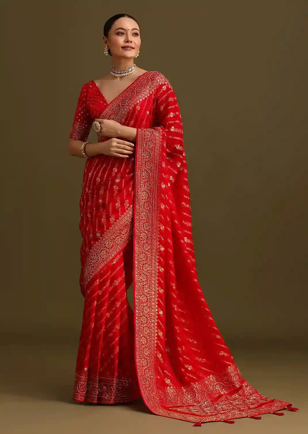 Regal Red Saree – A Timeless Ode to Heritage and Glamour - Image 5