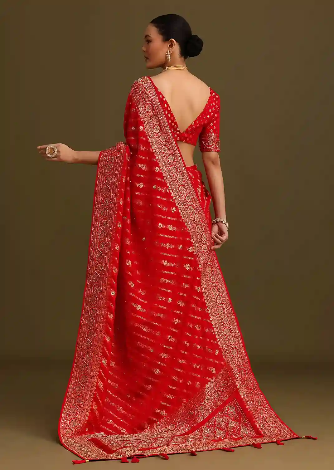 Regal Red Saree – A Timeless Ode to Heritage and Glamour - Image 2