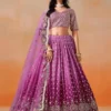 Bridal Rani Pink Ombre Georgette Lehenga Choli with Heavy Mirror & Sequin Work