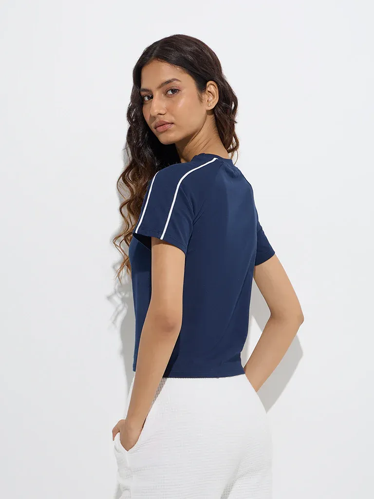 Women’s Navy Transform the Undefined Graphic T-Shirt with Sport Stripe Detail - Image 2