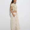 Women’s Beige Camouflage Crop T-Shirt