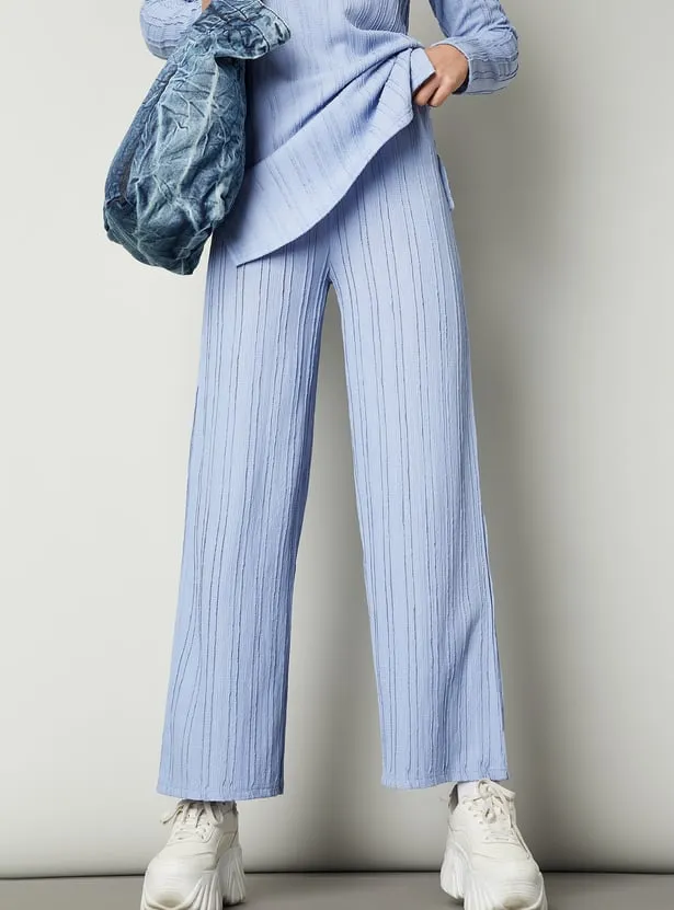 Light Blue Textured Wide-Leg Pants – Minimal Luxe Comfort for Everyday Style - Image 5