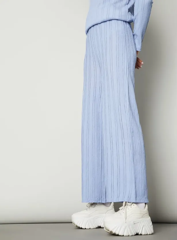 Light Blue Textured Wide-Leg Pants – Minimal Luxe Comfort for Everyday Style - Image 4