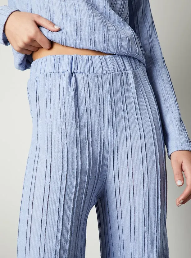 Light Blue Textured Wide-Leg Pants – Minimal Luxe Comfort for Everyday Style - Image 3