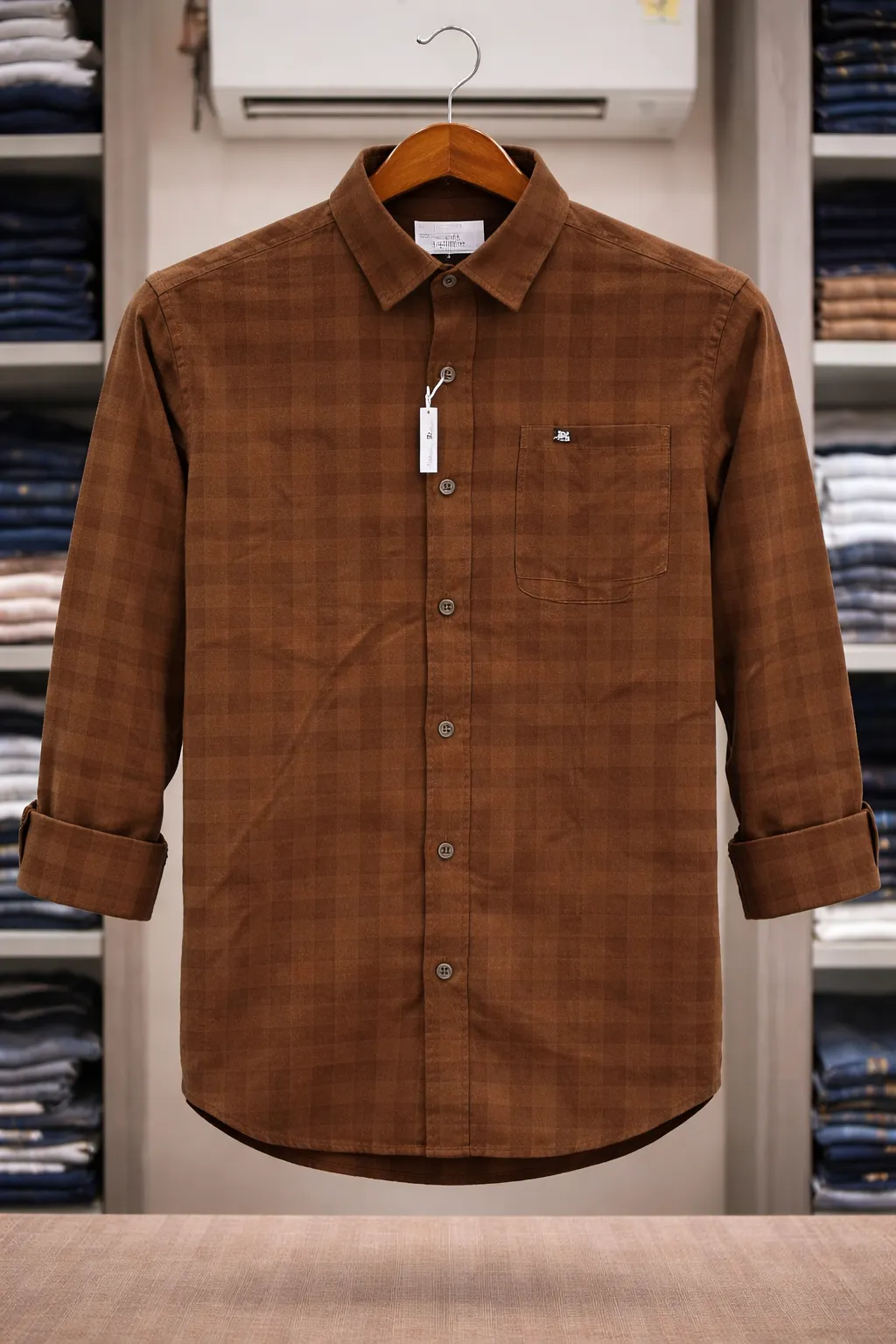Men’s Premium Brown Checked Shirt – Half Sleeve Casual Wear