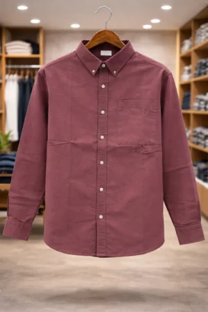Men’s Premium Maroon Shirt – Full Sleeve Solid Casual Wear Shirt
