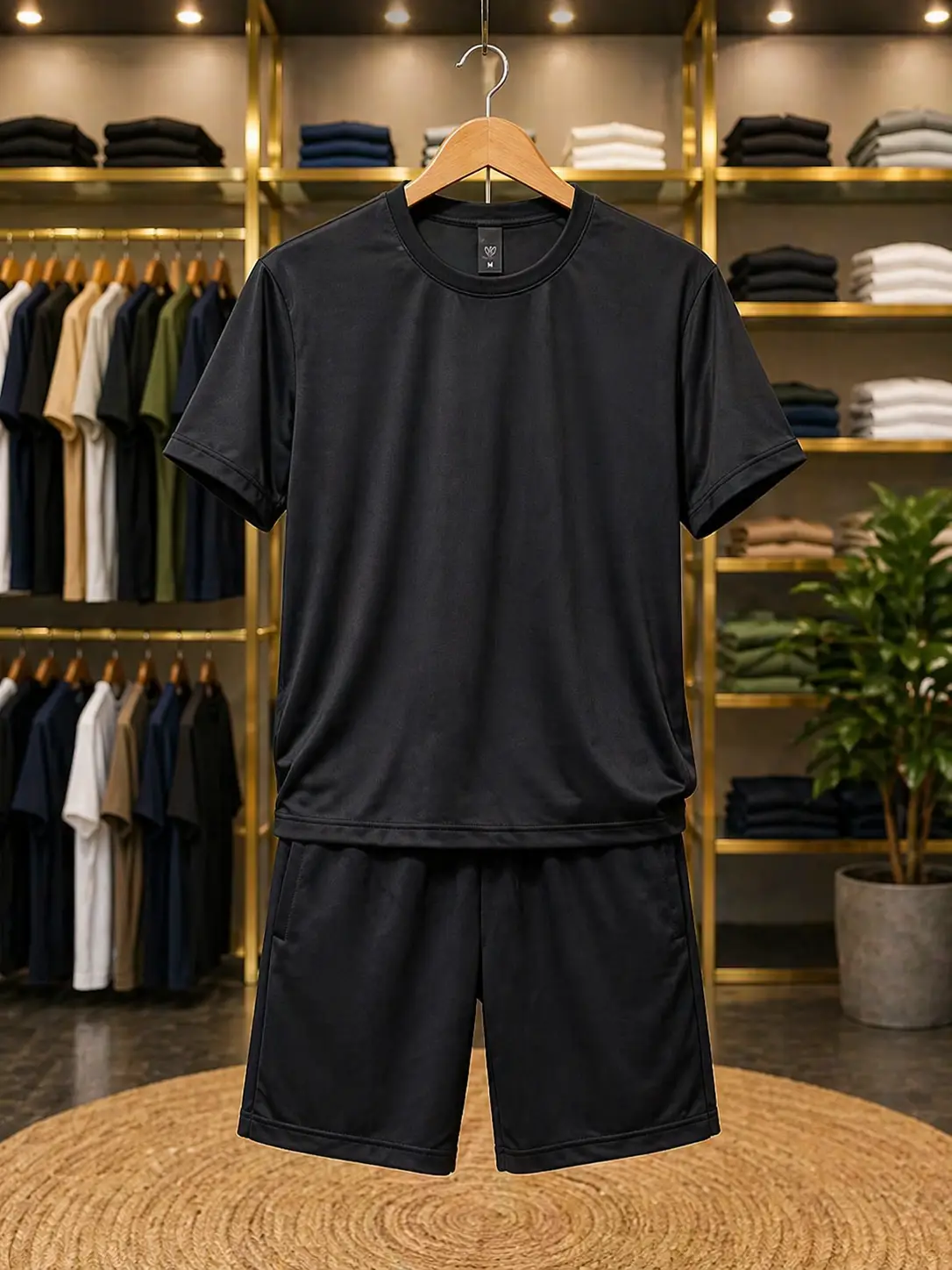 Men’s Everyday Black Co-Ord Set – Solid T-Shirt and Shorts Set