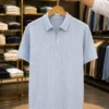Men’s Classic Textured Polo T-Shirt – Light Blue Half Sleeve Fit