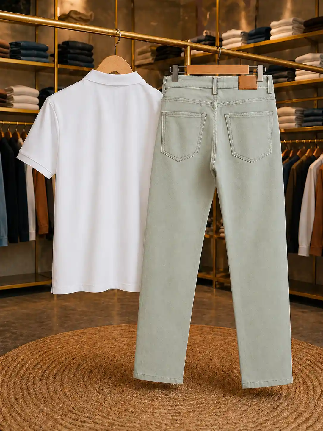 Men’s Casual Polo T-Shirt and Olive Green Trouser – Modern Wear Combo - Image 2