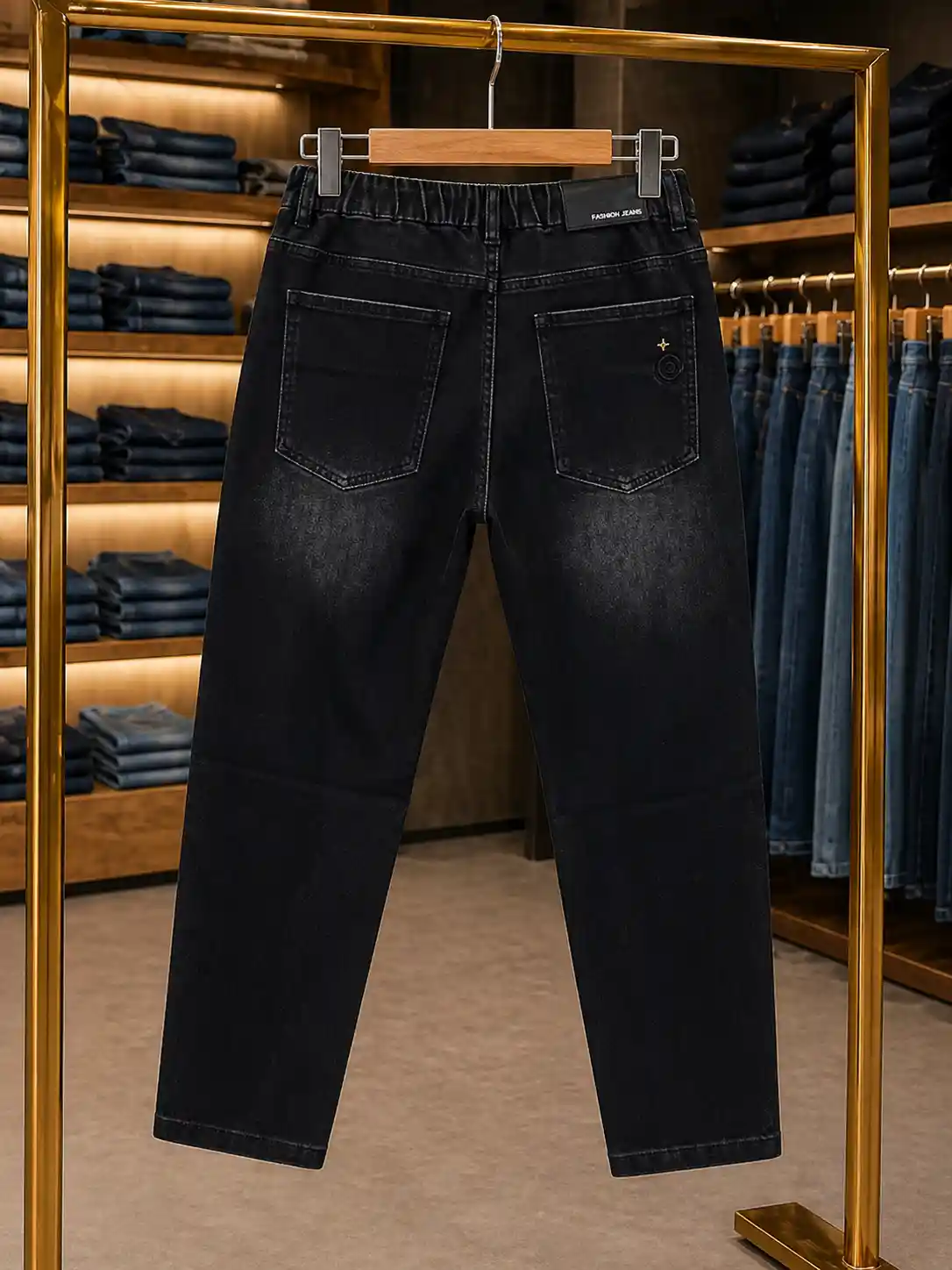 Men’s Denim Jogger Pants – Dark Blue Washed Drawstring Casual Wear - Image 2