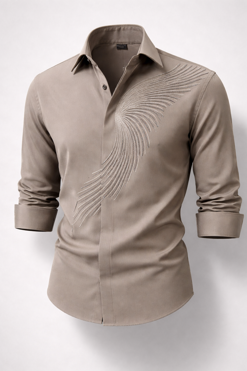 Men’s Premium Purple Party Wear Shirt – Stylish Embroidered Design - Image 2
