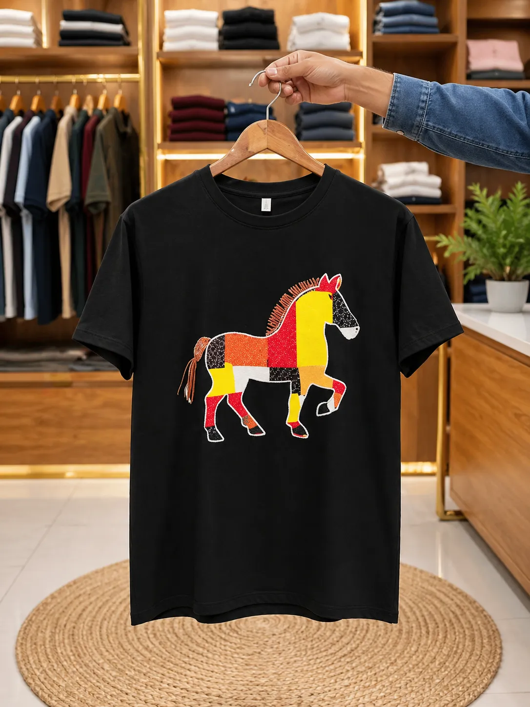 Men’s Graphic Horse Print T-Shirt – Modern Casual Look