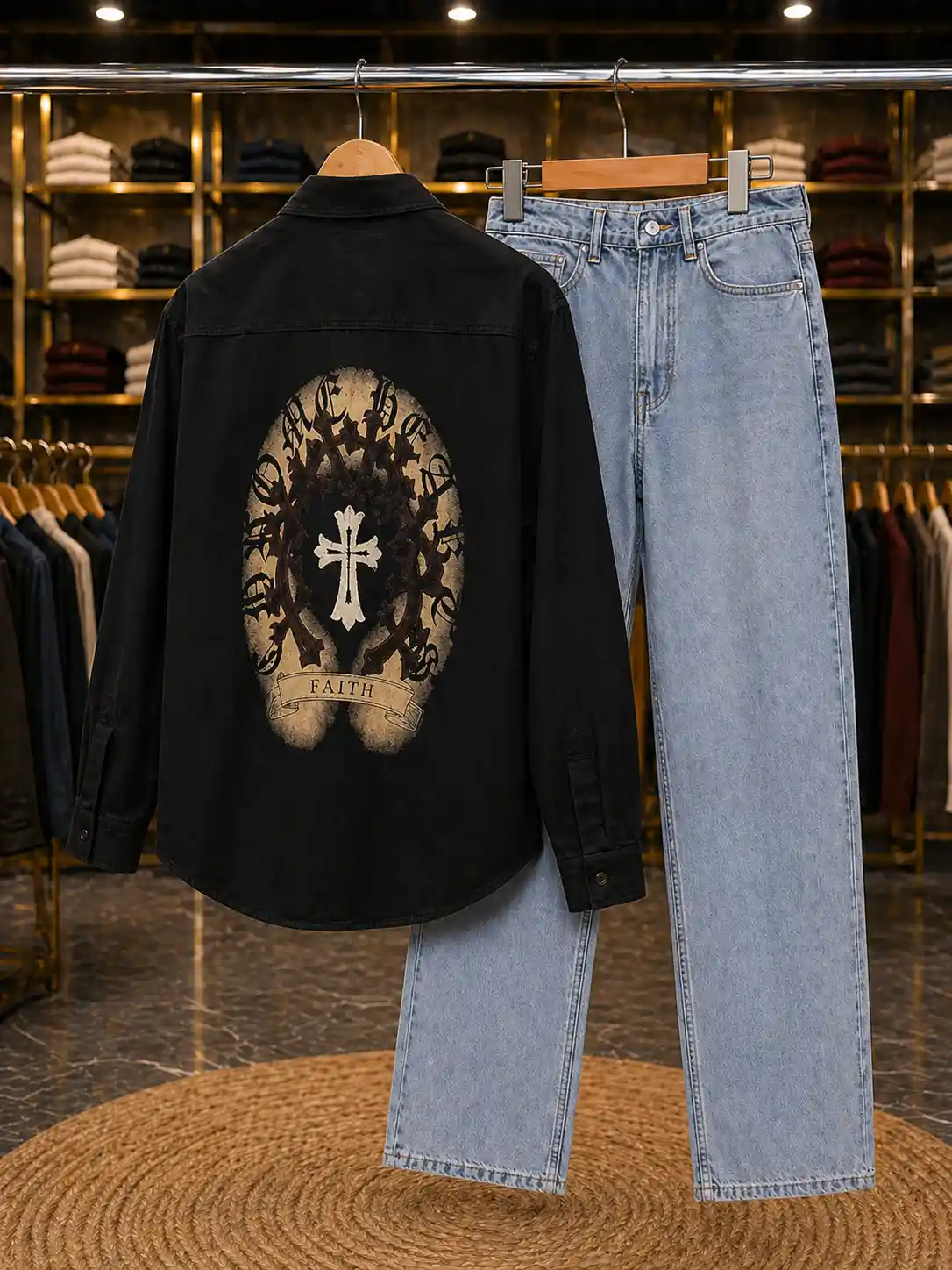 Modern Stylish Shirt & Black Denim Combo Set for Men45 - Image 2