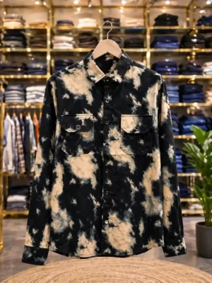 Men’s Cool Tie-Dye Pattern Shirt – Black Beige Casual Wear