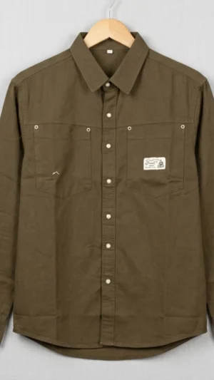 Men’s Solid Utility Shirt – Classic Button-Down with Dual Pockets