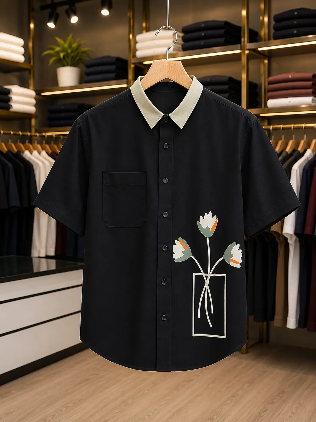 Men’s Premium White Floral Print Casual Shirt – Half Sleeve Smart Wear - Image 2