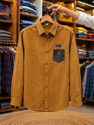 Men’s Regular Fit Olive Green Full Sleeve Button Shirt-098