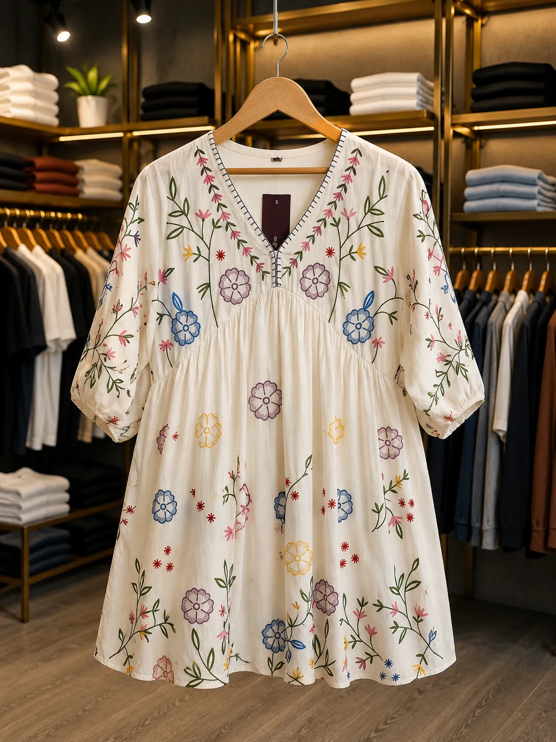 Women’s Casual Floral Embroidered Cotton Dress39