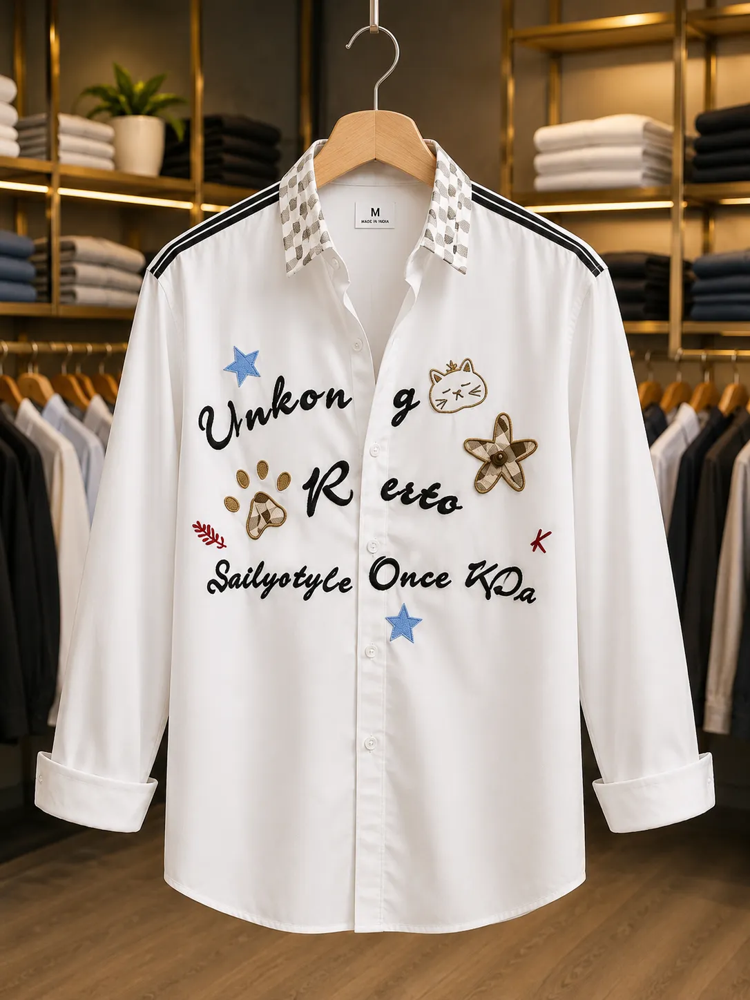 Men’s Premium White Graphic Printed Shirt – Full Sleeve Trendy Casual Wear