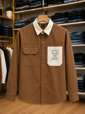 Men’s Brown Multi-Pocket Casual Shirt