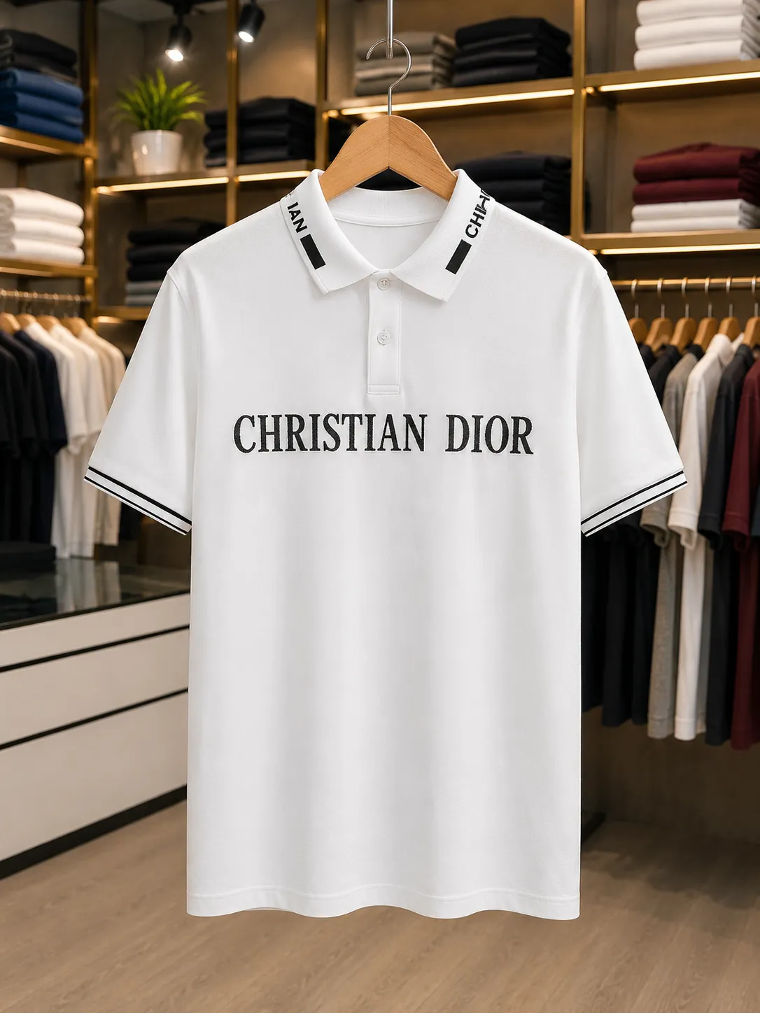 Men’s All-Over Printed Polo T-Shirt – White Casual Streetwear - Image 2