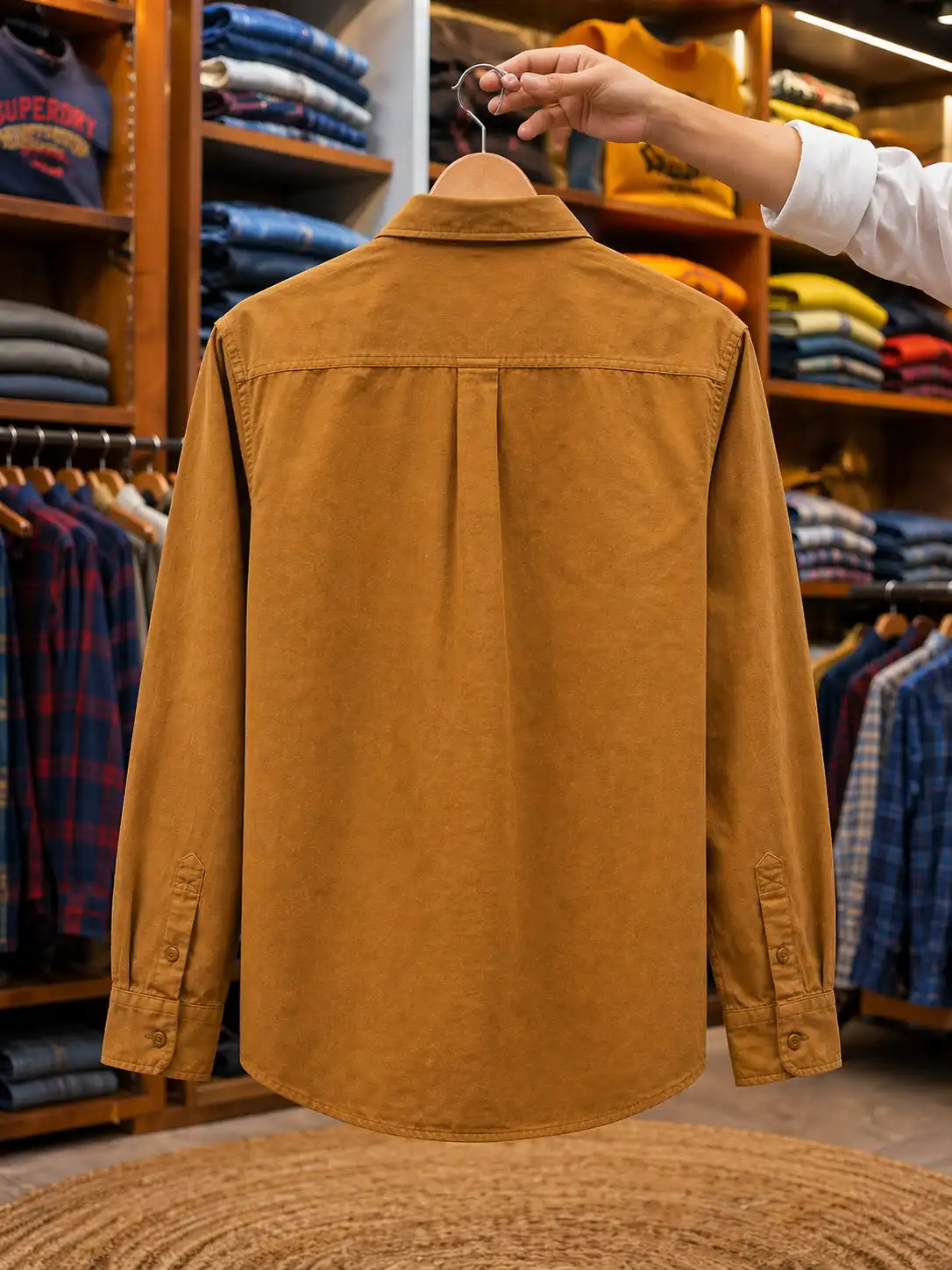 Men’s Regular Fit Olive Green Full Sleeve Button Shirt-098 - Image 2