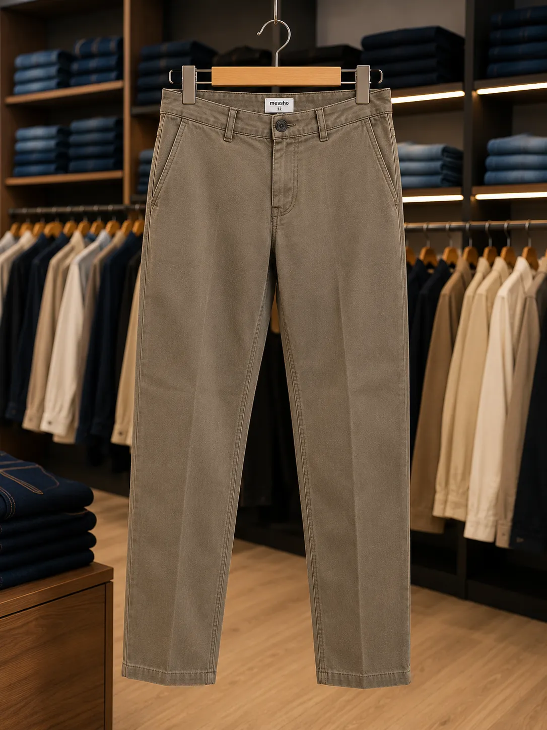 Men’s Stone Beige Tailored Casual Trousers