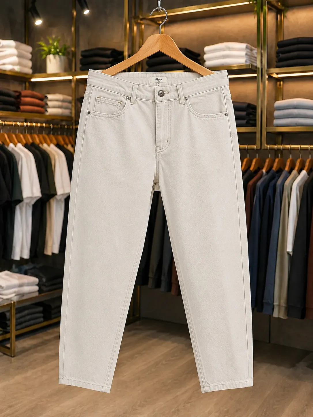 Men’s Stone Beige Tailored Casual Trousers - Image 2