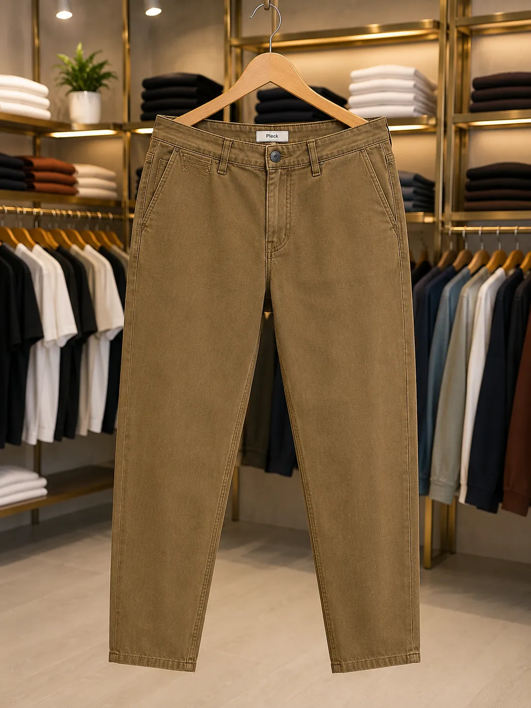 Men’s Comfortable Beige Slim Fit Pants